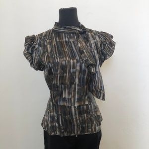 Multi Color Neck Tie Blouse